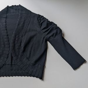 Cropped and Ruffled Sleeve Bolero Shrug Cardigan